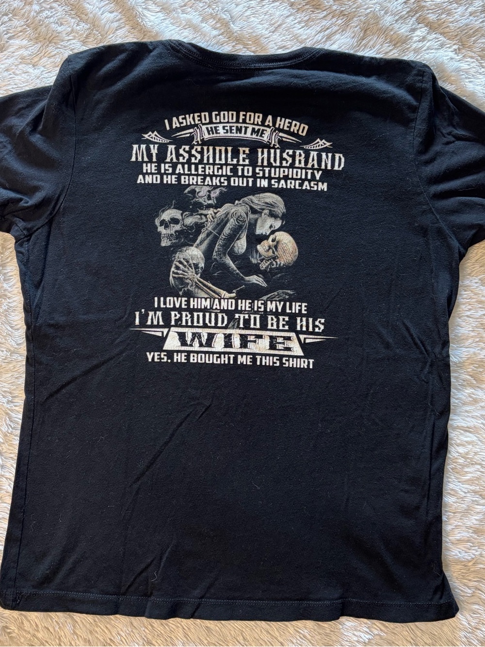 Women’s Black Graphic Tee - Proud Wife Design
